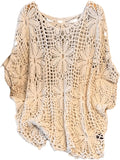 MakeMeChic Plus Size Boho Crochet Sweater Cover Up - Flattering Beach