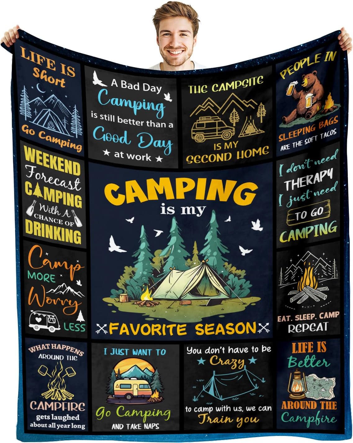 Cozy Campers Blanket: Perfect Gift for Outdoor Enthusiasts