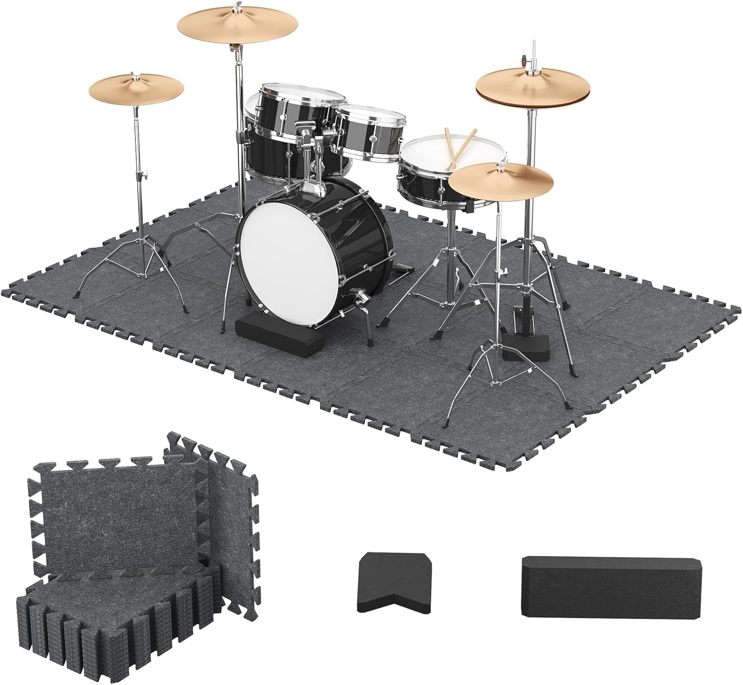 TONOR Drum Mat Set: Soundproof Carpet with Non-Slip Bottom