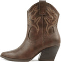 Women Western Bootie Pointe Toe Low Heel Bootie - Stylish Ankle Shaft