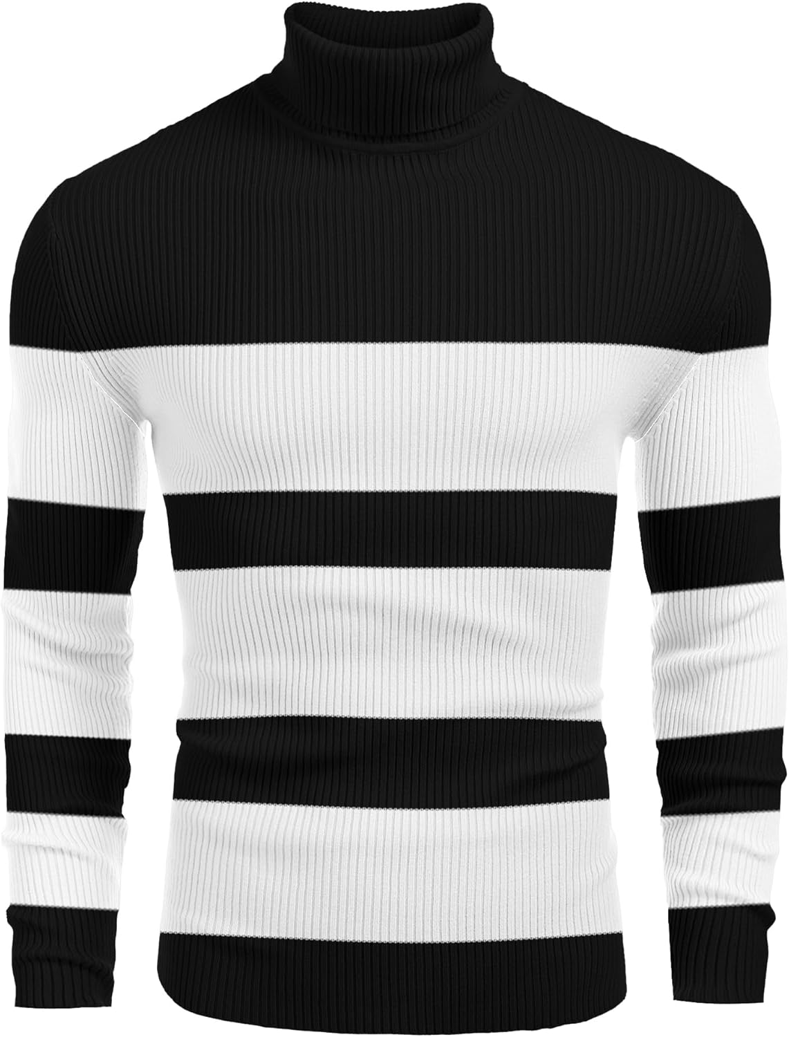 COOFANDY Mens Ribbed Slim Fit Knitted Pullover Turtleneck Sweater