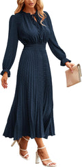 PRETTYGARDEN Women's 2025 Midi Dress Swiss Dot Pleated A Line - Flowy