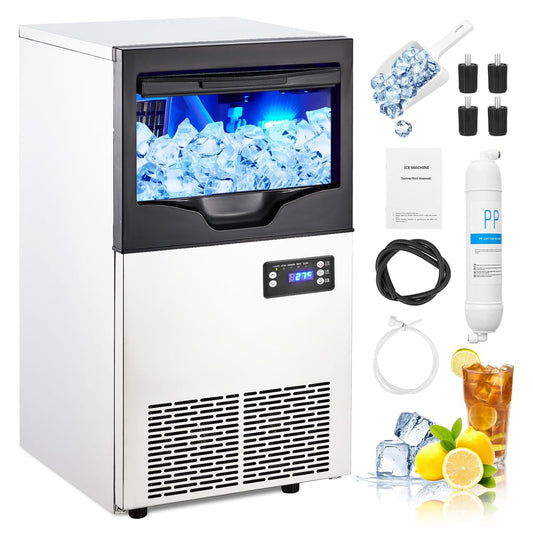 100Lbs/24H Portable Ice Maker - Rapid Ice in 6-8min, Self-Cleaning, Silent Operation