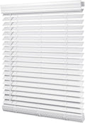 2 in Faux Wood Cordless Blinds for 28.375 in Wide Windows - White
