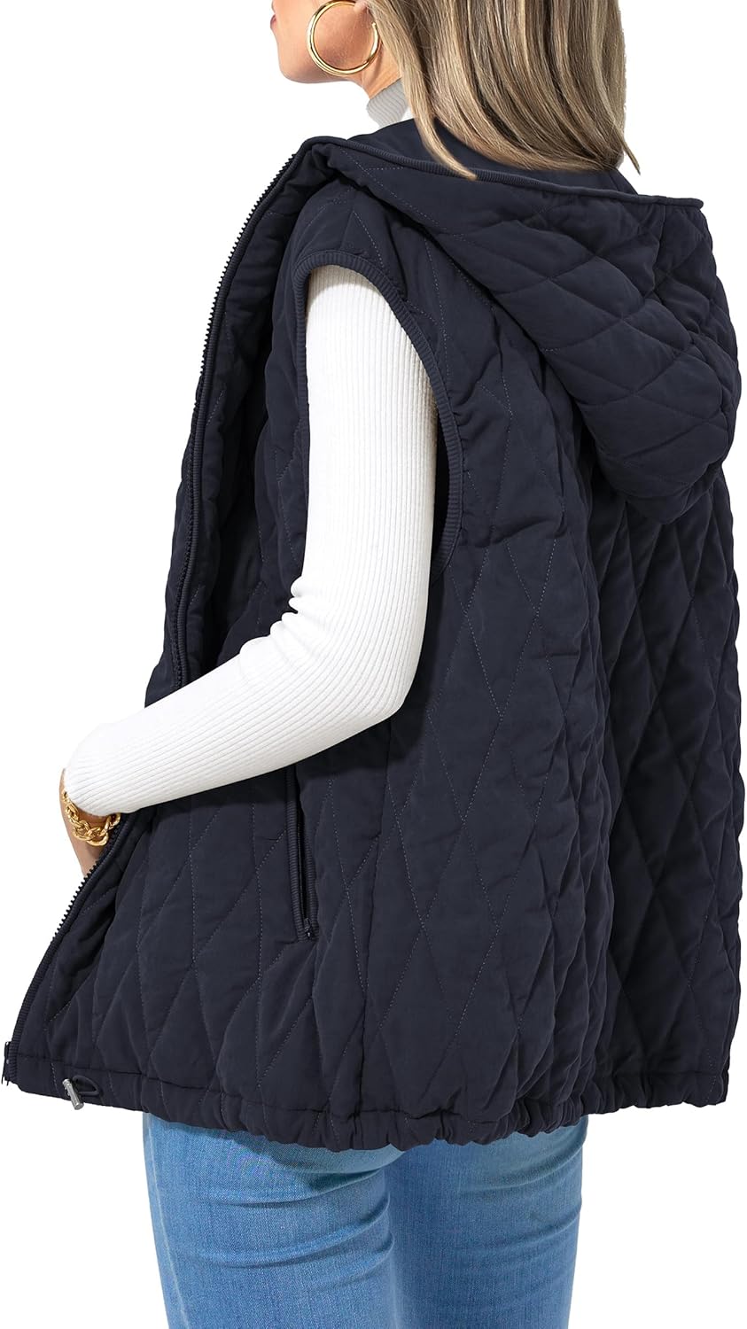 PRETTYGARDEN Women's Casual Sleeveless Hooded Zip Up Vest