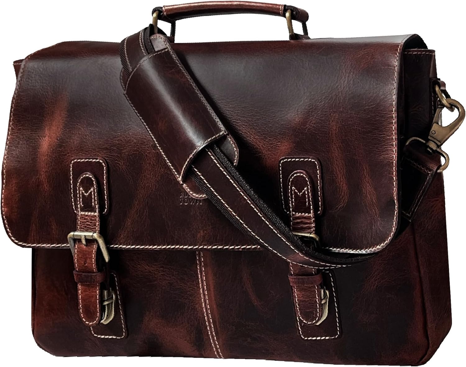 16in Leather Laptop Messenger Bag - Full Grain Briefcase for Men