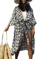 Tie Dye Open Front Long Kimono Swim Cover Up - Flowy Beachwear