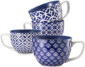 DOWAN Jumbo Coffee Mugs Set of 4 - 24 oz Vintage Blue Mugs