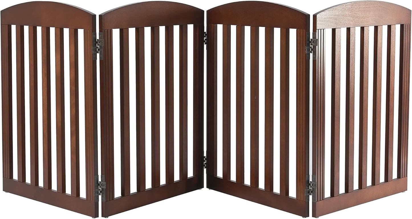 SPIRICH 96in Extra Wide Dog Gate for Indoor Use, Brown