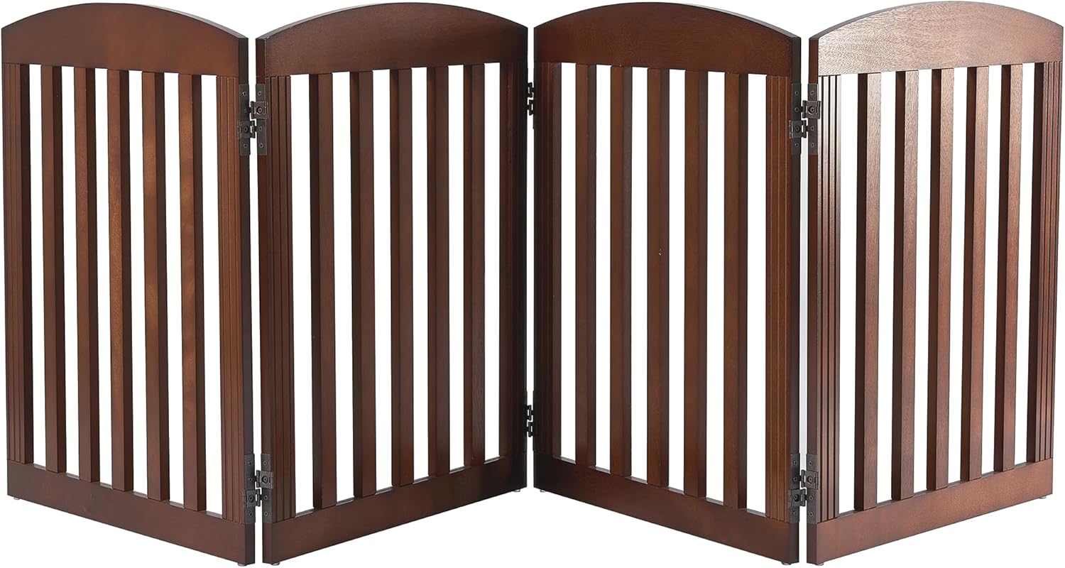 SPIRICH 96in Extra Wide Dog Gate for Indoor Use, Brown