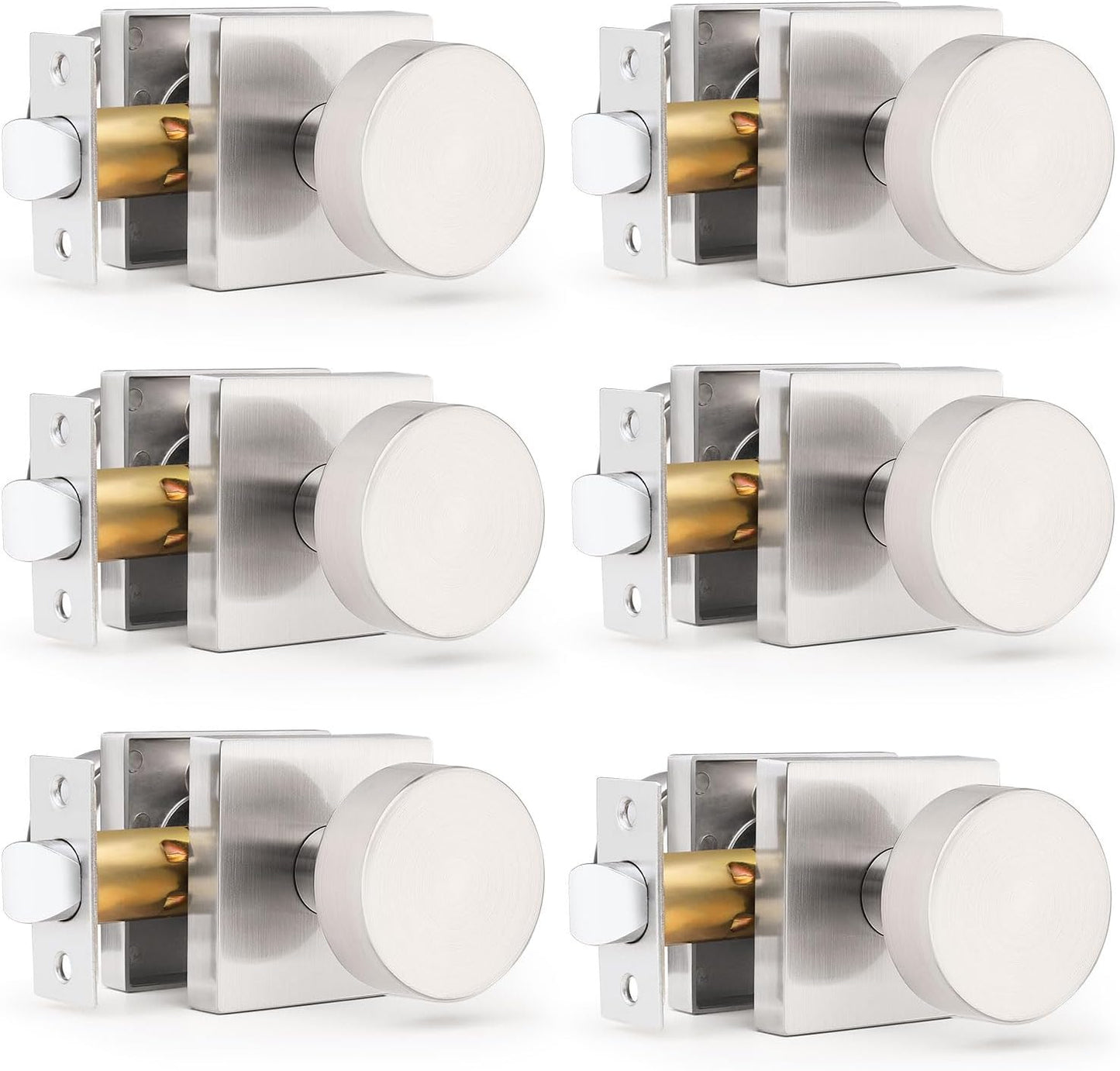 Gobrico Brushed Nickel Passage Door Knobs for Hallway Use
