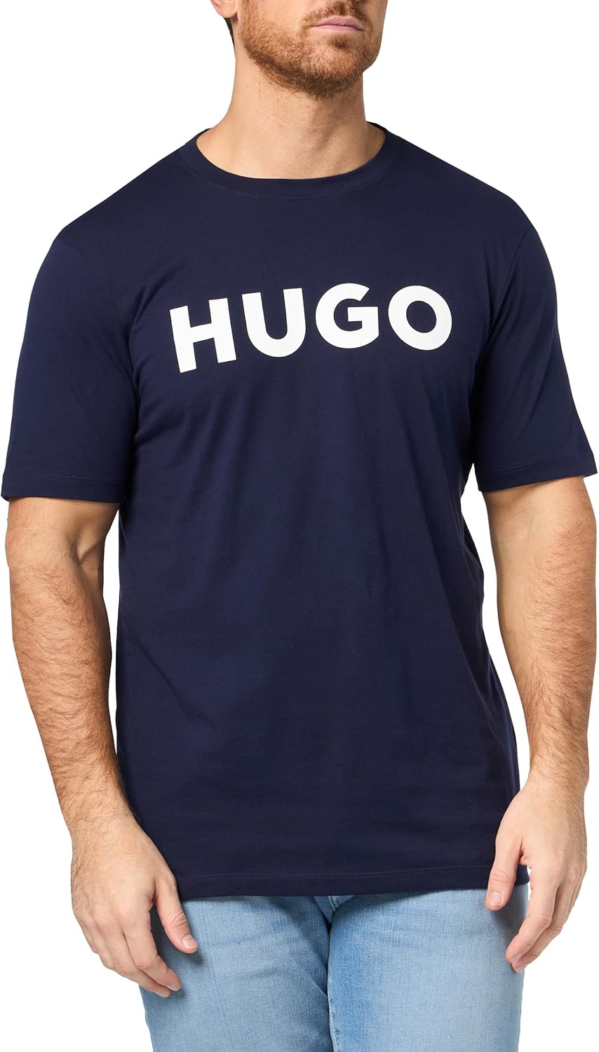 HUGO Mens Print Logo Short Sleeve T-Shirt for Casual Style