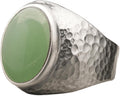 Men's Green Aventurine Sterling Silver Ring - Hammered Statement
