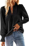 Boho V Neck Blouses Flowy Swiss Dot Lace Tops - Dressy Casual