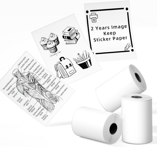 Phomemo 3 Rolls 2 Yrs Black on White Sticky Paper