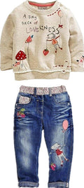 Toddler Girl Long Sleeve Top and Jeans Set - Cute Two Piece Outfit