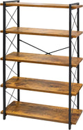 HCHQHS Bookshelf 5-Tier Industrial Bookcase - Tall Rustic Open Shelf