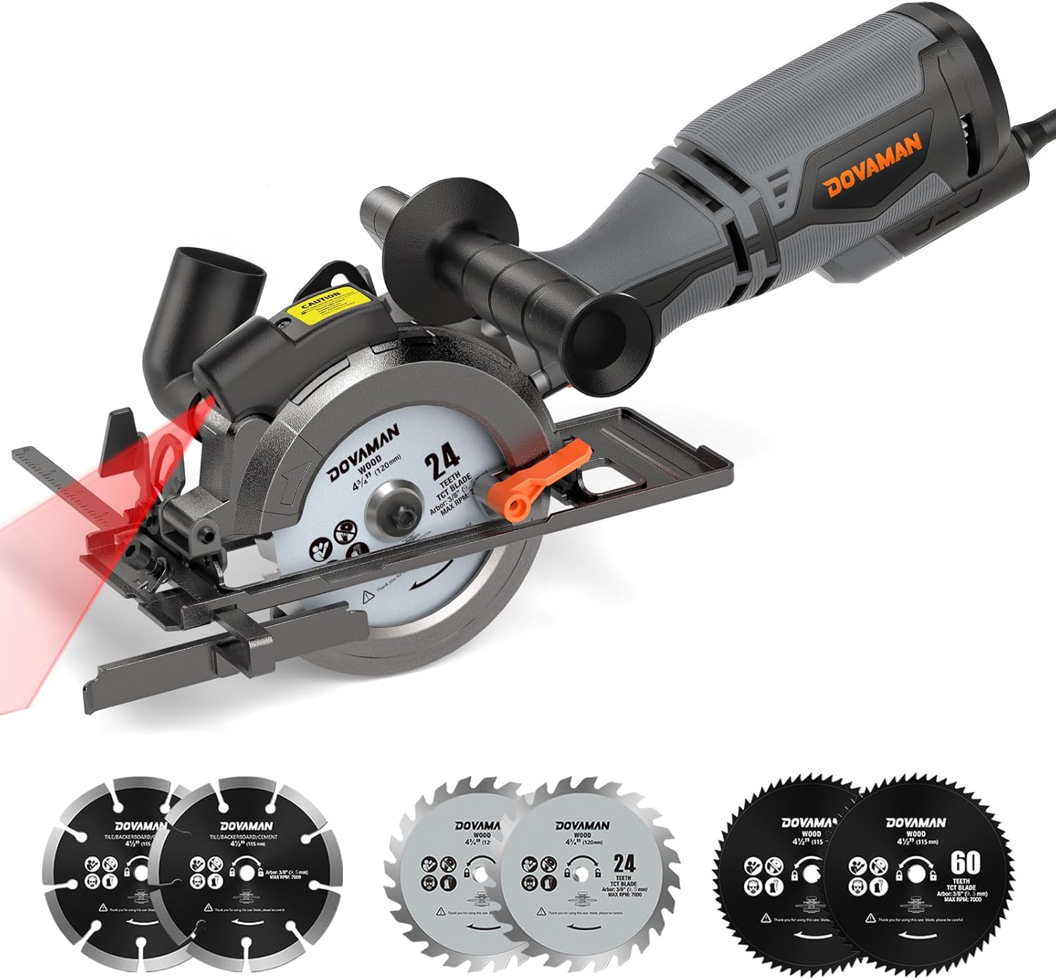 DOVAMAN Circular Saw with Laser and 6 Blades for Precision Cuts