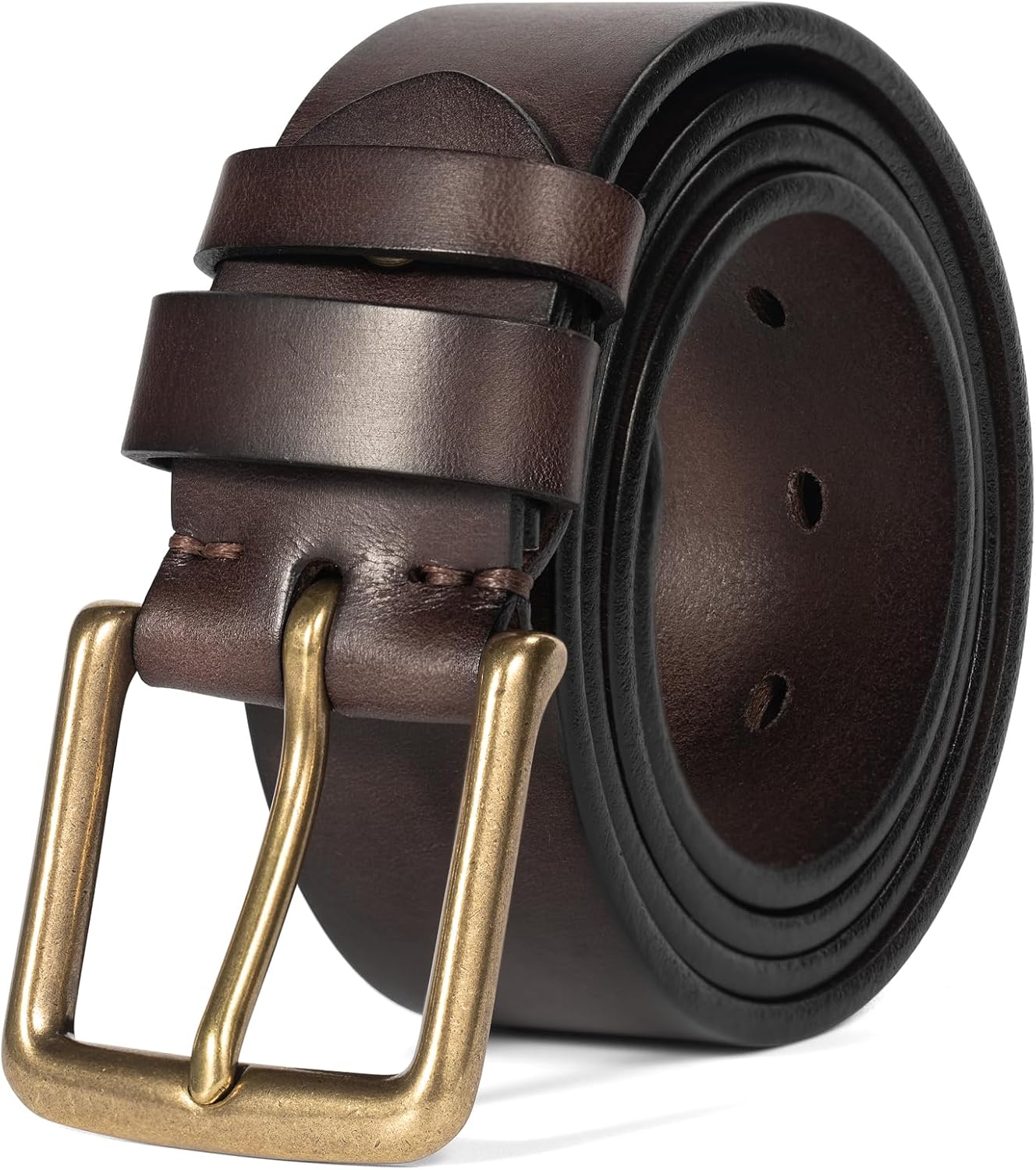 Thicken Full Grain Leather Mens Belt Heavy Duty Work Belt