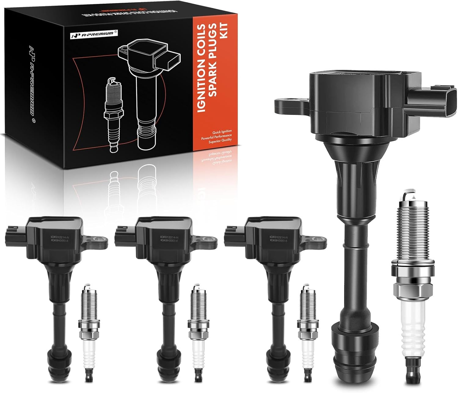 A-Premium Ignition Coil Pack and Iridium Spark Plugs Set