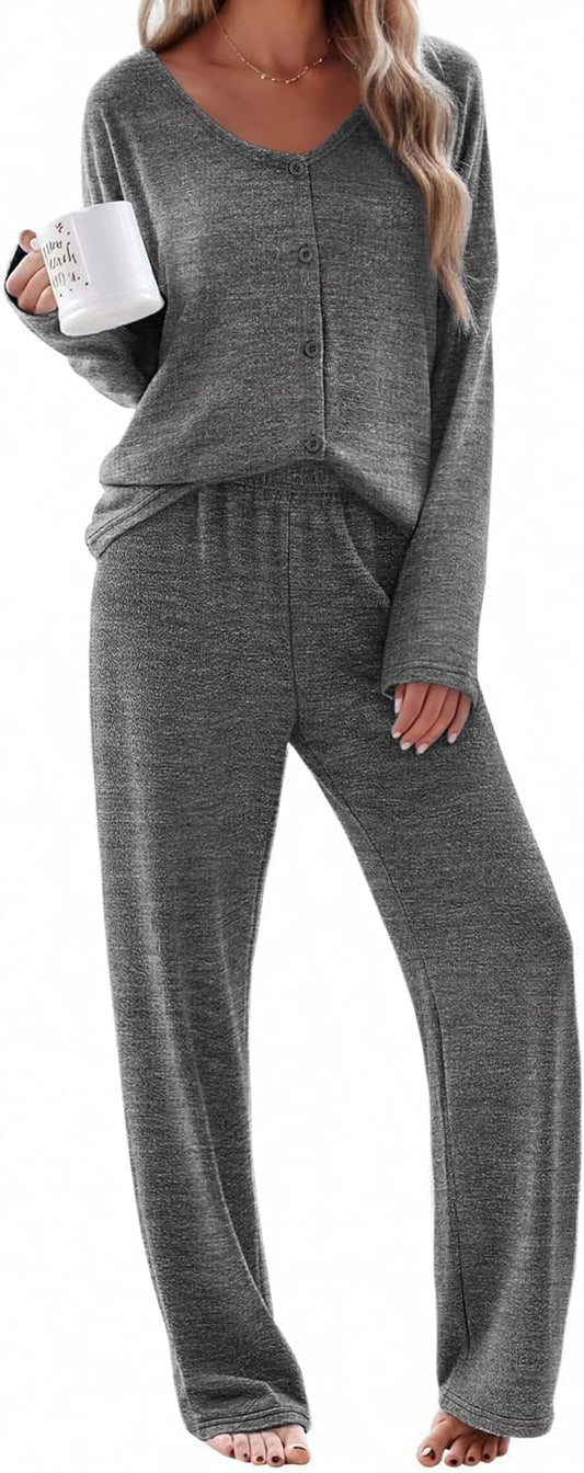 Ekouaer Womens Pajama Sets Soft Lounge Set with Pockets