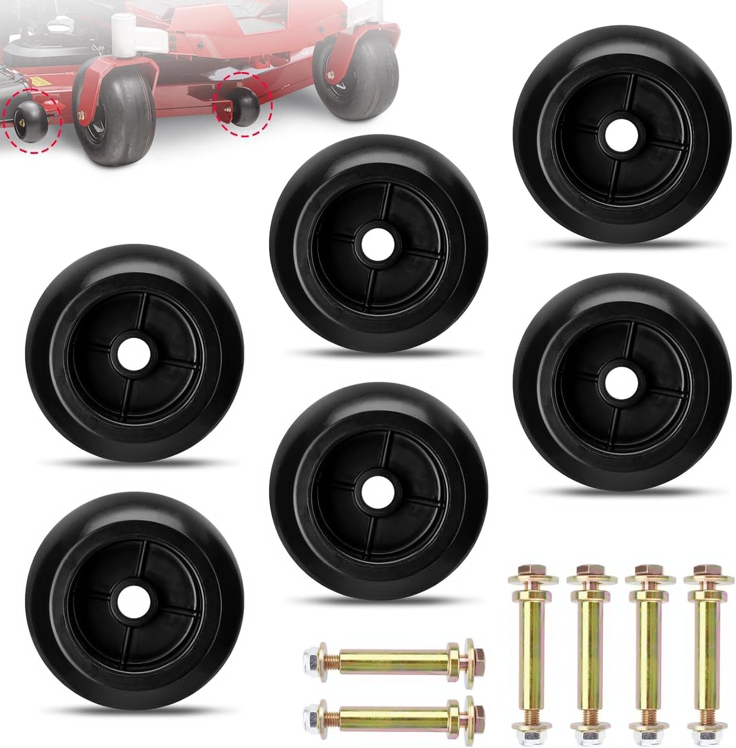 Set of 6 Lawn Mower Anti Scalp Deck Wheel Kit for Exmark