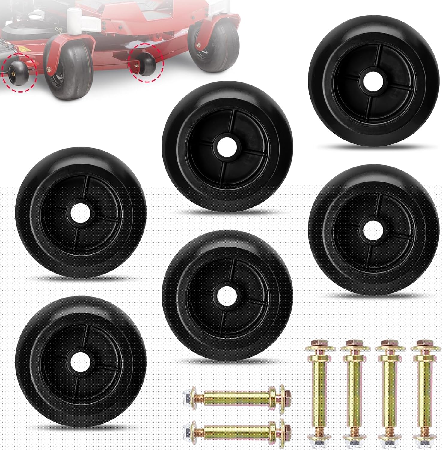 Set of 6 Lawn Mower Anti Scalp Deck Wheel Kit for Exmark