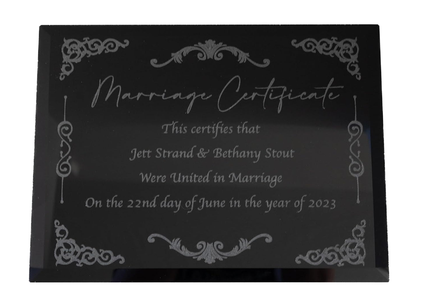 Handcrafted Marriage Certificate Plaque for Elegant Display