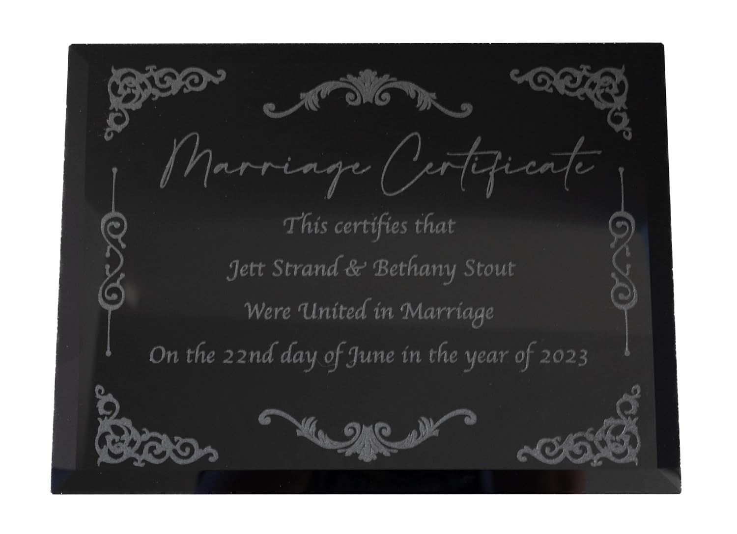 Handcrafted Marriage Certificate Plaque for Elegant Display