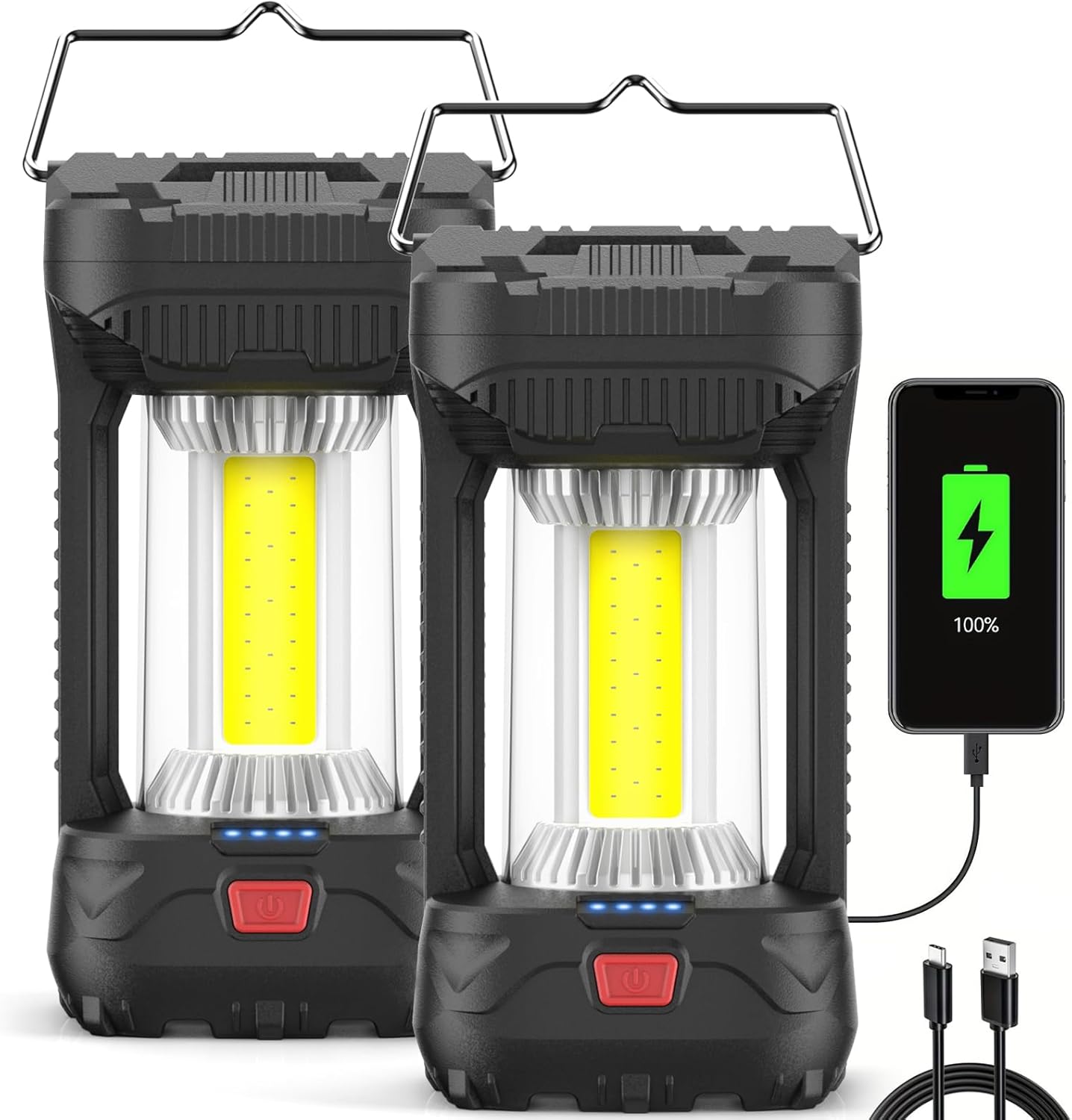 800LM Rechargeable Lanterns x2 - Light Your Way!