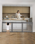 Extra Wide Baby Gate Playpen Grey - 3-Panel Foldable Safety Barrier