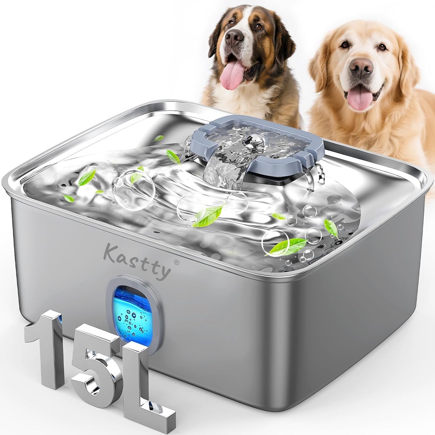 Kastty 15L Large Capacity Dog Water Fountain with LED Light