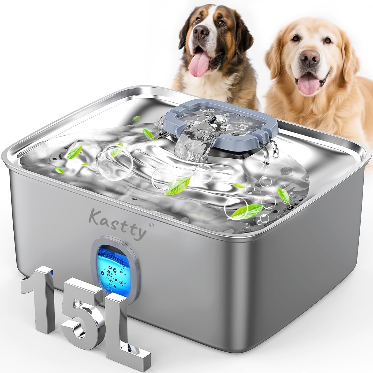 Kastty 15L Large Capacity Dog Water Fountain with LED Light