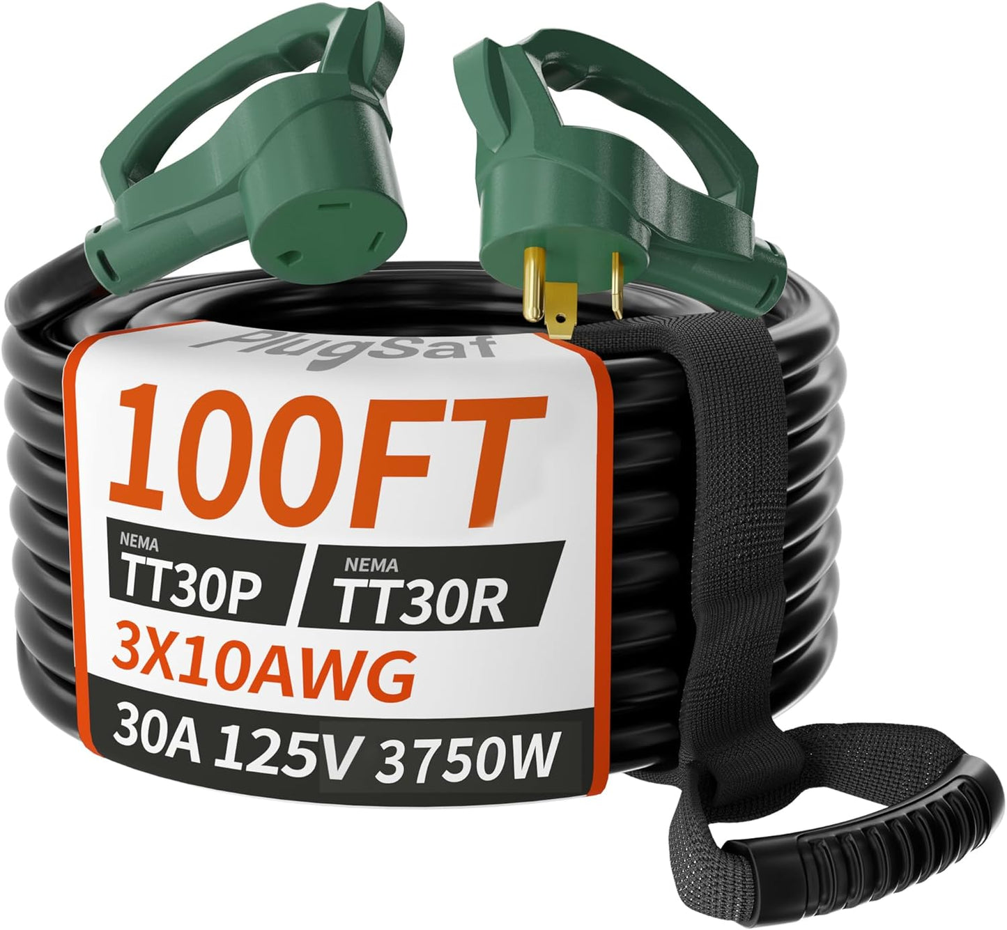 100 FT 30 Amp RV Extension Cord with Grip Handle for Outdoors
