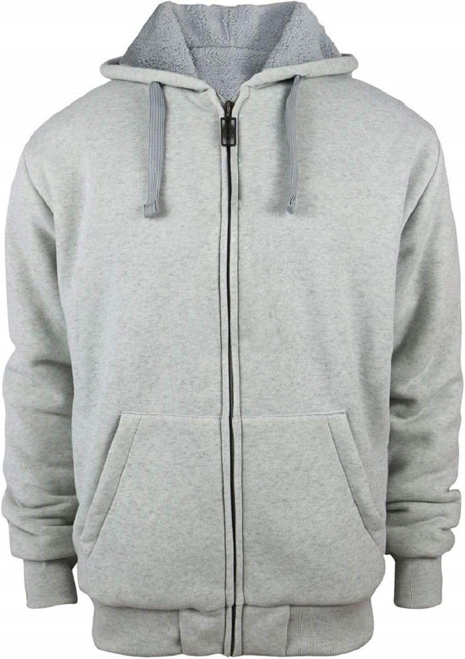 Facitisu Heavyweight Sherpa Lined Fleece Hoodie for Men