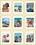 11x14 Picture Frames Set of 9 - Gold Display Frames for Wall