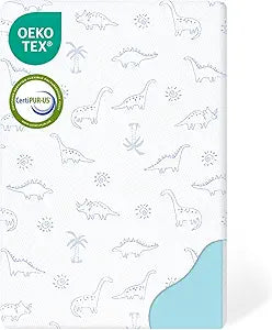 Mochen Pack and Play Mattress Pad for Baby with Dinosaurs Cover