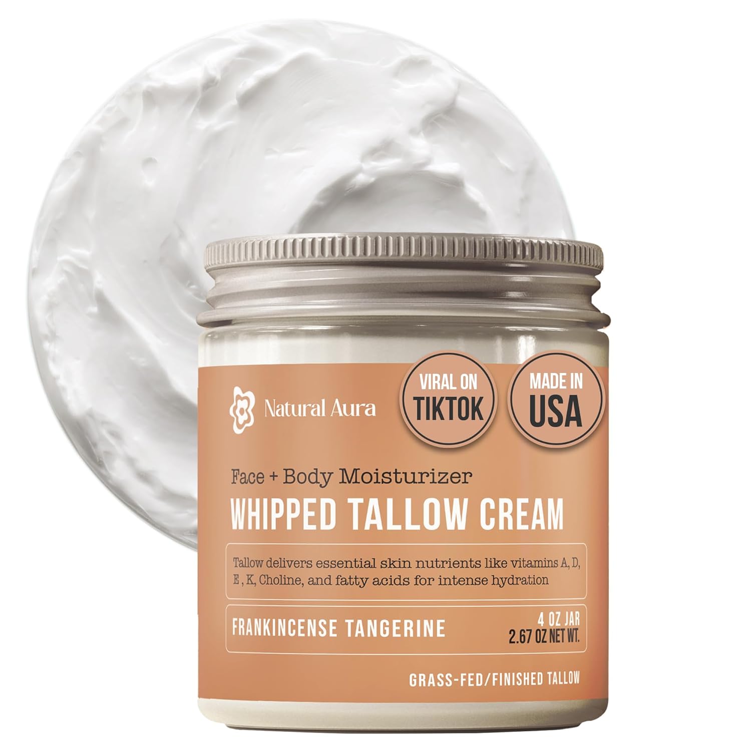Whipped Beef Tallow for Skin - Natural Moisturizer 4oz