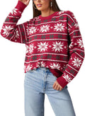 Dokotoo Floral Cable Knit Crewneck Sweater for Women - Cozy Fall Layer