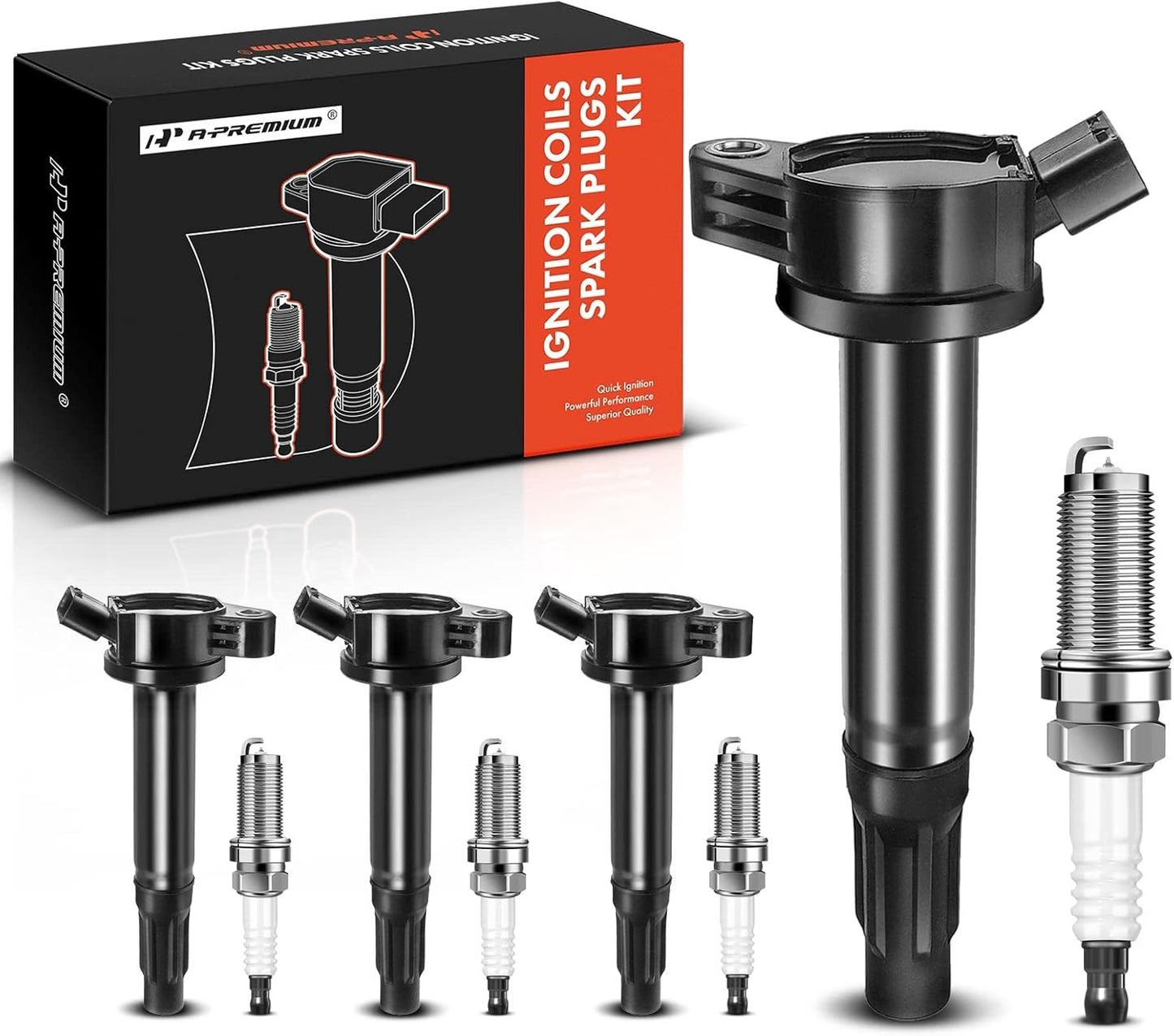 A-Premium Set of 4 Ignition Coil Pack and Spark Plugs for Toyota