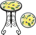 14in Mosaic Outdoor Side Table - Ceramic Tile Patio Accent