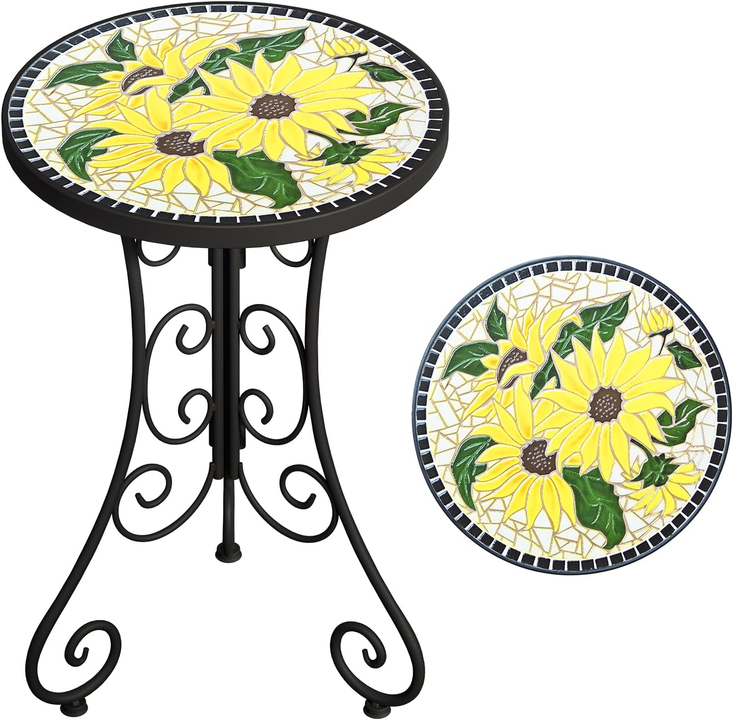 Mosaic Outdoor Side Table for Patio, Garden, and Pool Use
