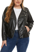 Fahsyee Women's Faux Leather Motorcycle Jacket - Plus Size Fitted Fit