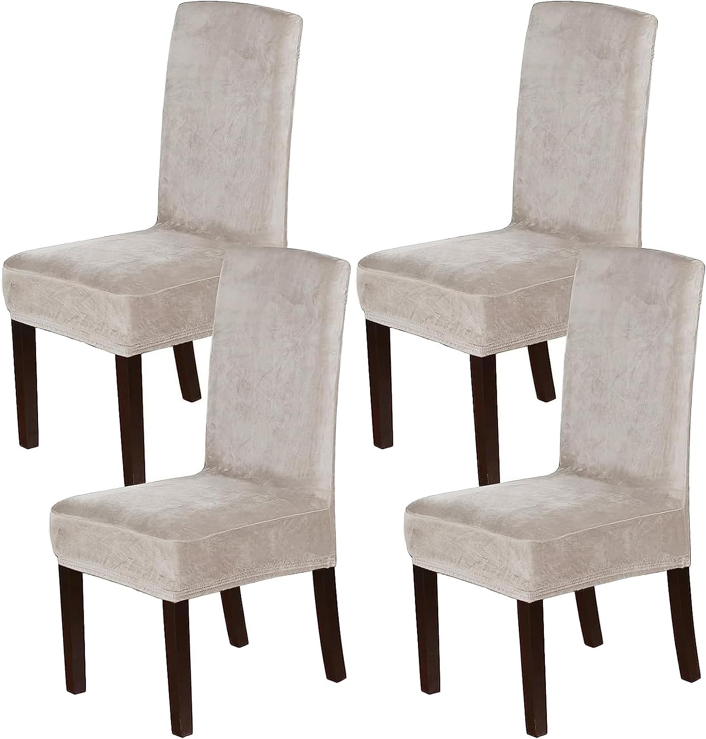 Velvet Dining Chair Covers for Dining Room Set of 4 - Oatmeal