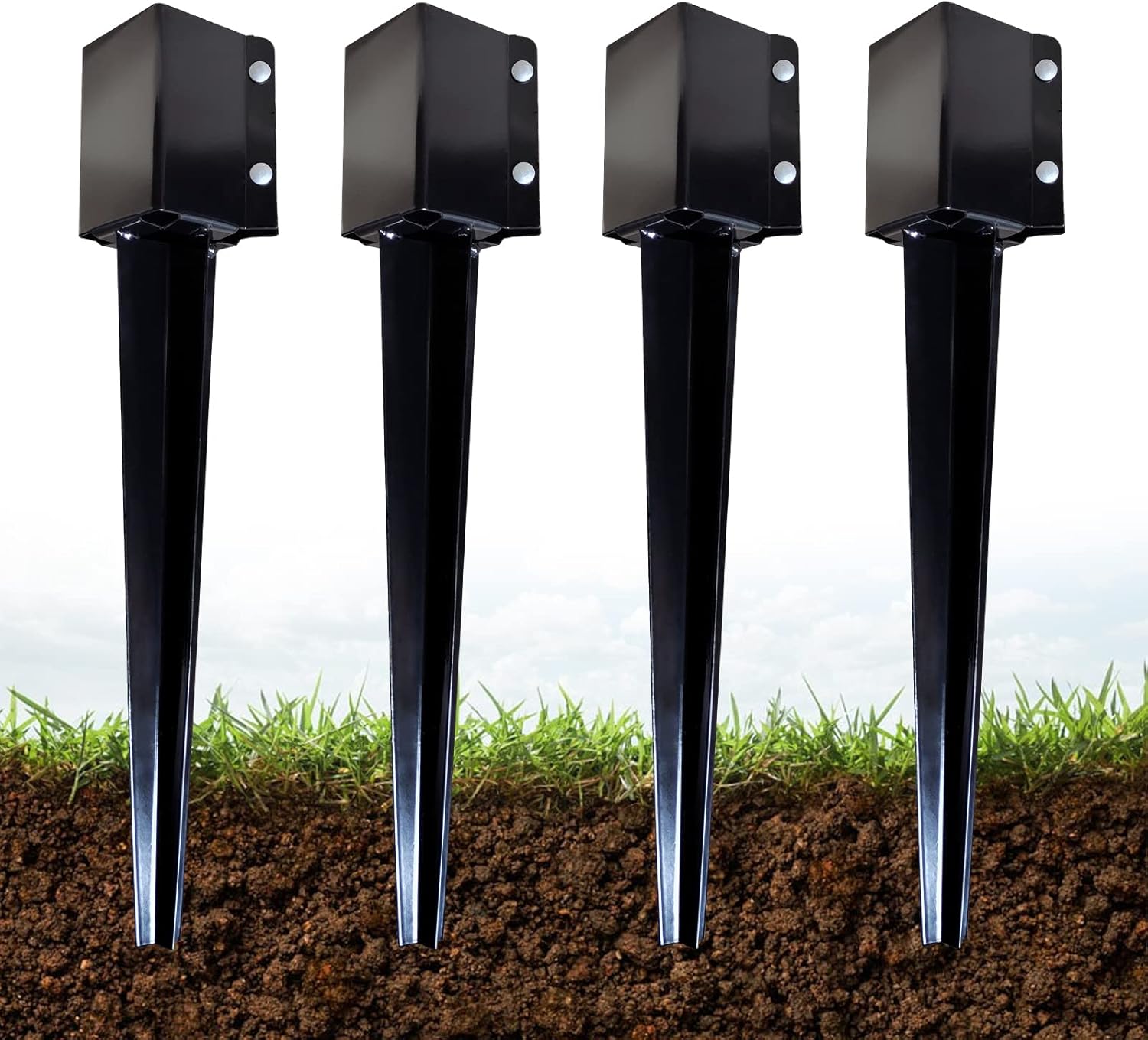 ARIFARO Fence Post Anchor Heavy Duty Metal Ground Spike 24 in