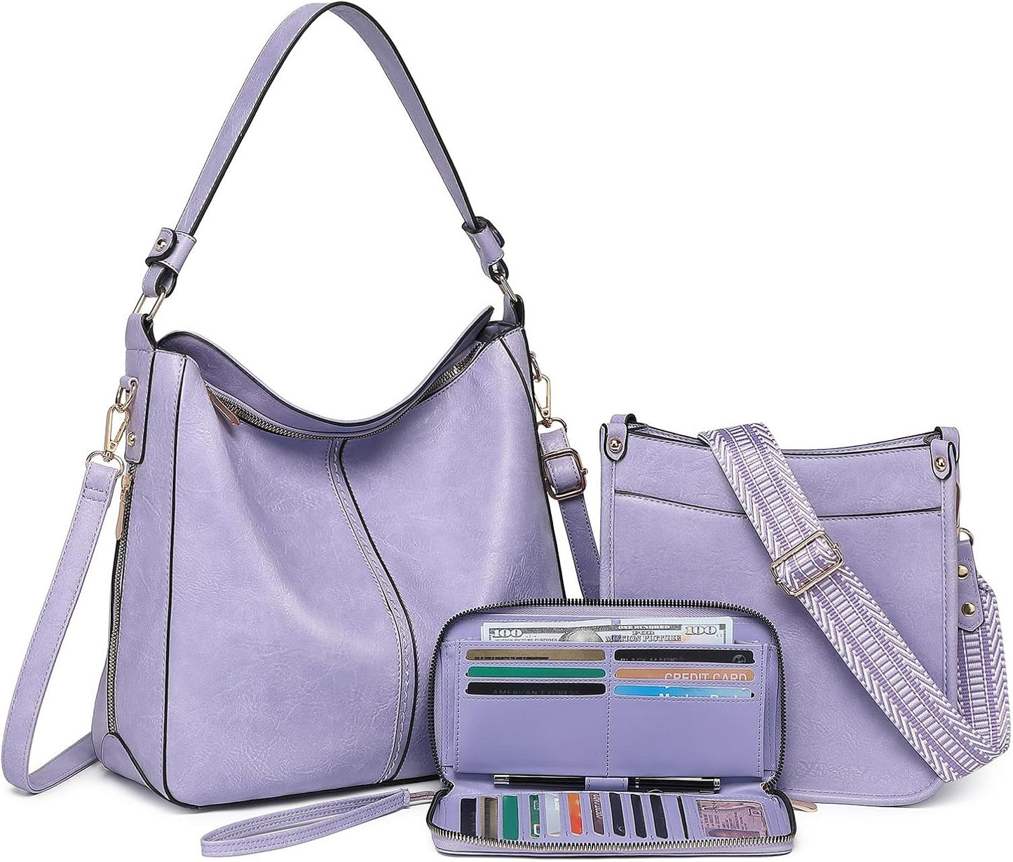 Purses for Women 3PCS Set: Stylish Leather Handbags & Wallet