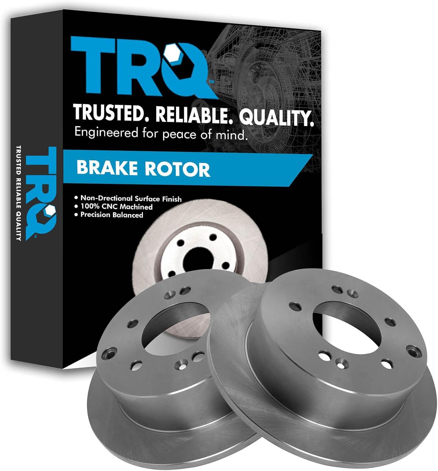 TRQ Rear Brake Rotors Set Solid for 2010-2013 Kia Forte Koup
