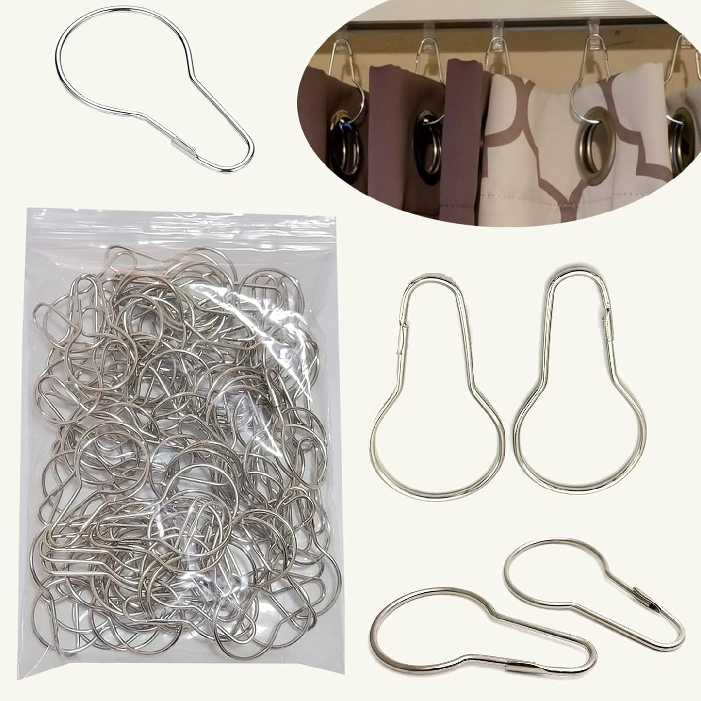 Rust-Resistant Stainless Steel Hooks - Set of 100