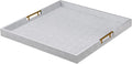 24x24 in Extra Large Silver Faux Leather Ottoman Tray - Stylish
