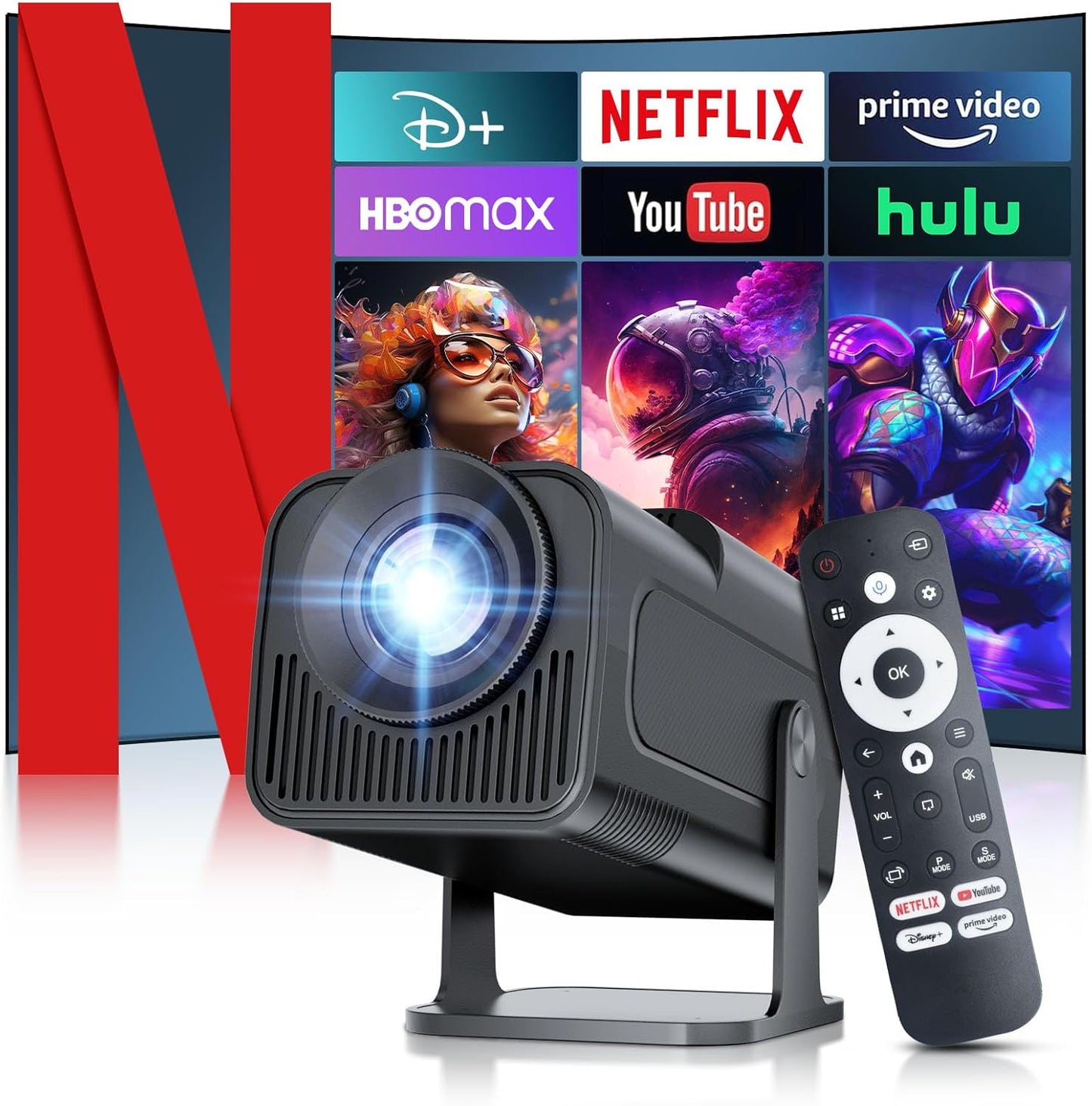 Salange Smart Projector: Netflix Certified Mini Projector 4K Support